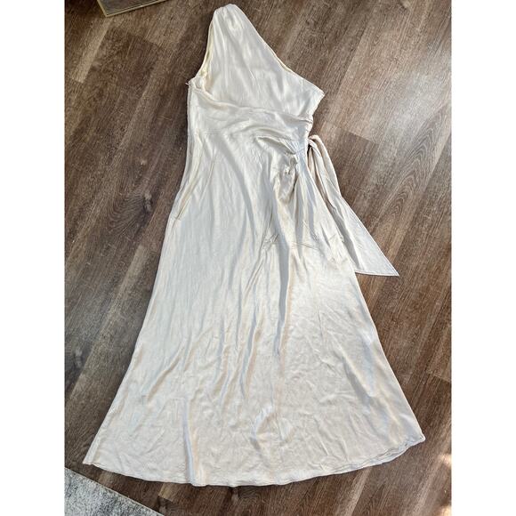 Meshki Calliope One Shoulder Maxi Dress Champagne Bridesmaids Dress - Picture 6 of 7